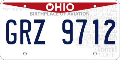 OH license plate GRZ9712