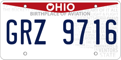 OH license plate GRZ9716