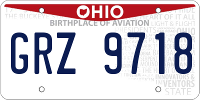OH license plate GRZ9718