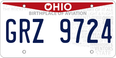 OH license plate GRZ9724