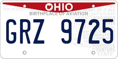 OH license plate GRZ9725