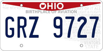 OH license plate GRZ9727