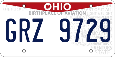 OH license plate GRZ9729