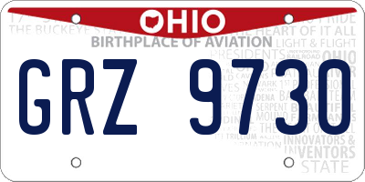 OH license plate GRZ9730
