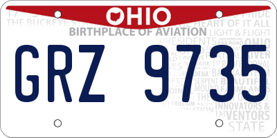 OH license plate GRZ9735