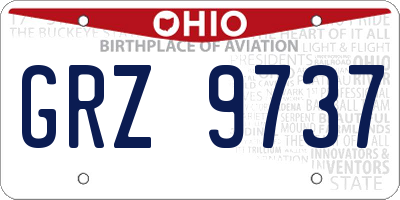 OH license plate GRZ9737