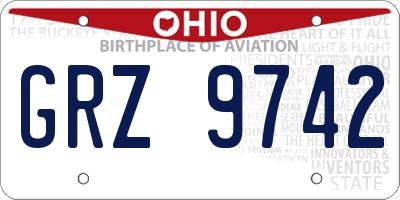 OH license plate GRZ9742