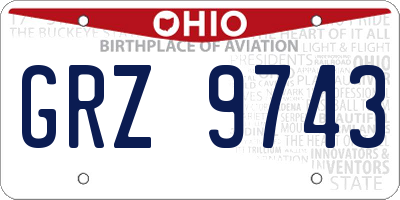 OH license plate GRZ9743