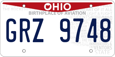 OH license plate GRZ9748