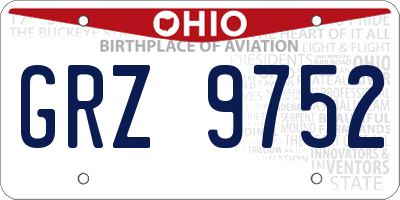 OH license plate GRZ9752