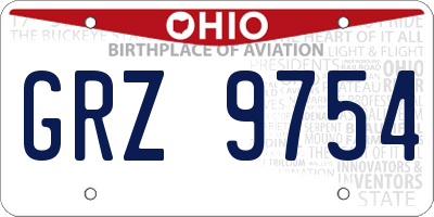 OH license plate GRZ9754
