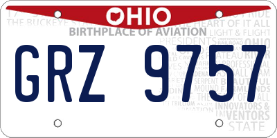 OH license plate GRZ9757
