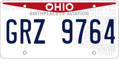 OH license plate GRZ9764