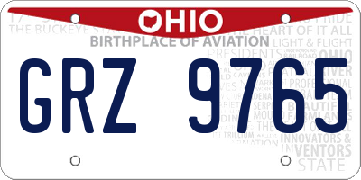 OH license plate GRZ9765