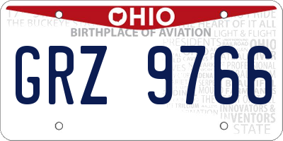 OH license plate GRZ9766