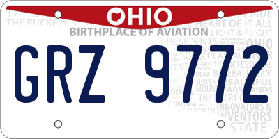 OH license plate GRZ9772