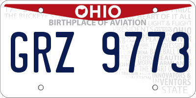 OH license plate GRZ9773