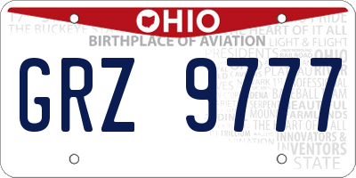 OH license plate GRZ9777