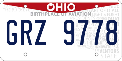 OH license plate GRZ9778