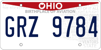 OH license plate GRZ9784