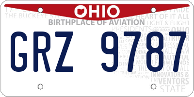 OH license plate GRZ9787