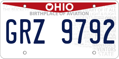OH license plate GRZ9792