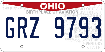 OH license plate GRZ9793