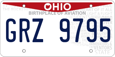 OH license plate GRZ9795