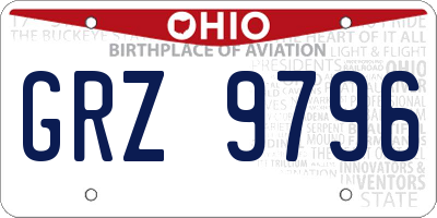 OH license plate GRZ9796
