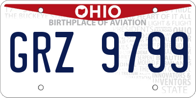 OH license plate GRZ9799