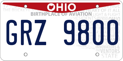 OH license plate GRZ9800