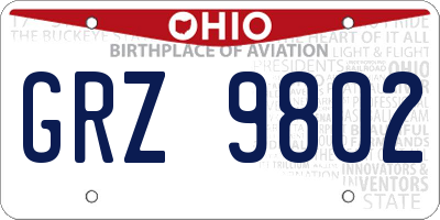 OH license plate GRZ9802