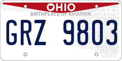 OH license plate GRZ9803