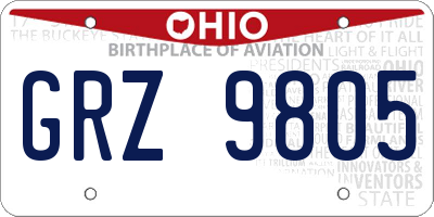 OH license plate GRZ9805