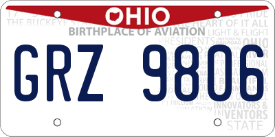 OH license plate GRZ9806