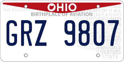 OH license plate GRZ9807