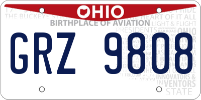 OH license plate GRZ9808
