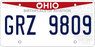 OH license plate GRZ9809