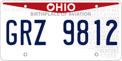 OH license plate GRZ9812