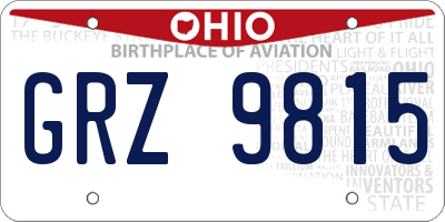 OH license plate GRZ9815