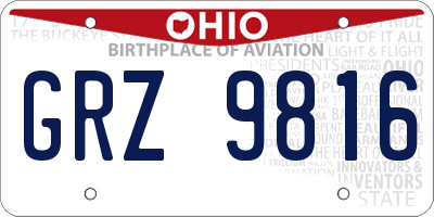 OH license plate GRZ9816