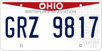 OH license plate GRZ9817