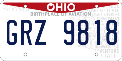 OH license plate GRZ9818