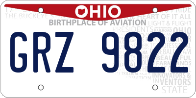 OH license plate GRZ9822
