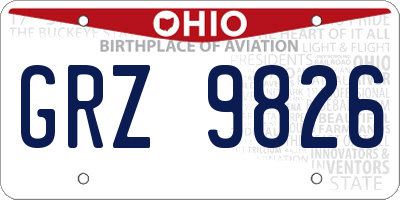 OH license plate GRZ9826