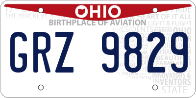 OH license plate GRZ9829