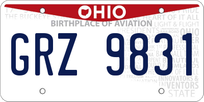 OH license plate GRZ9831