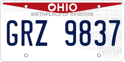 OH license plate GRZ9837