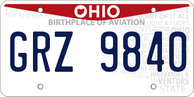 OH license plate GRZ9840