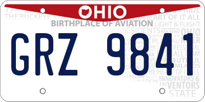 OH license plate GRZ9841